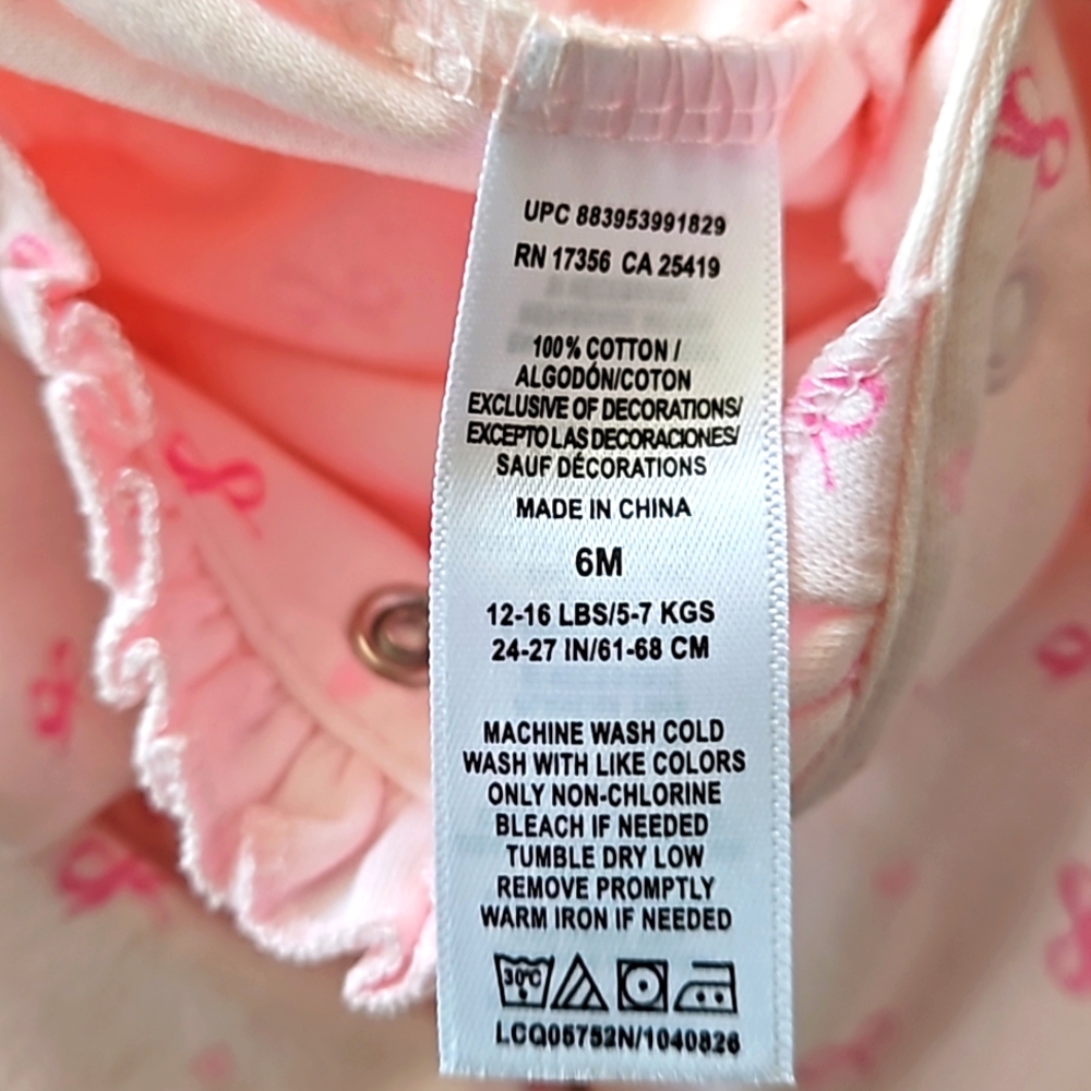 LITTLE ME Infant Girl's Footies 6 Months Pink Snap Front - Picture 8 of 8